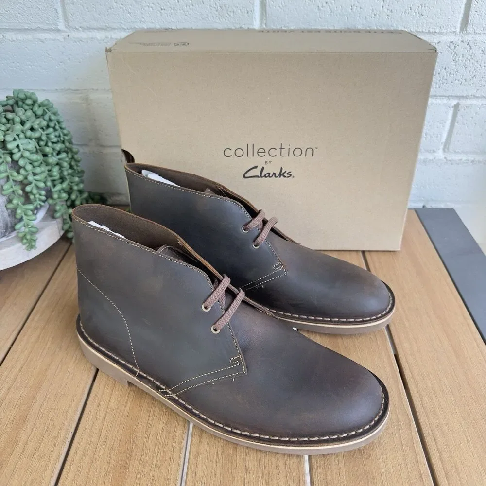 Clarks® (Men's 10.5 M) Bushacre™ 2 Brown Desert Leather Chukka Boots - $120 New